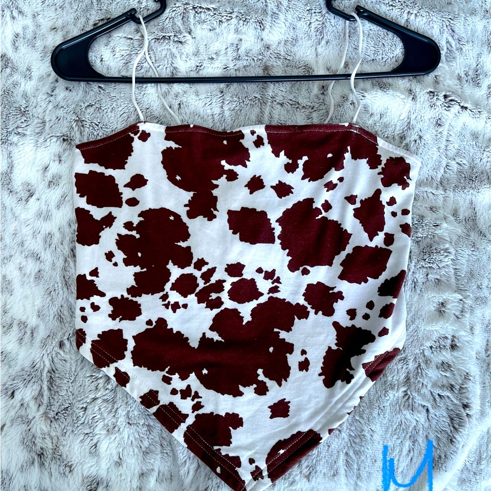 Cow Print angled crop top- Size: Women’s M